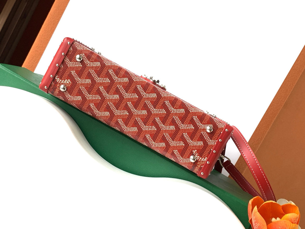 Goyard Goyardine Red Cassette Trunk Clutch/Shoulder Bag Palladium Hardware Goyard