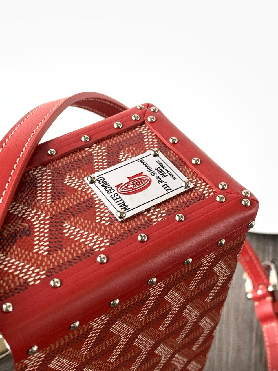 Goyard Goyardine Red Cassette Trunk Clutch/Shoulder Bag Palladium Hardware Goyard