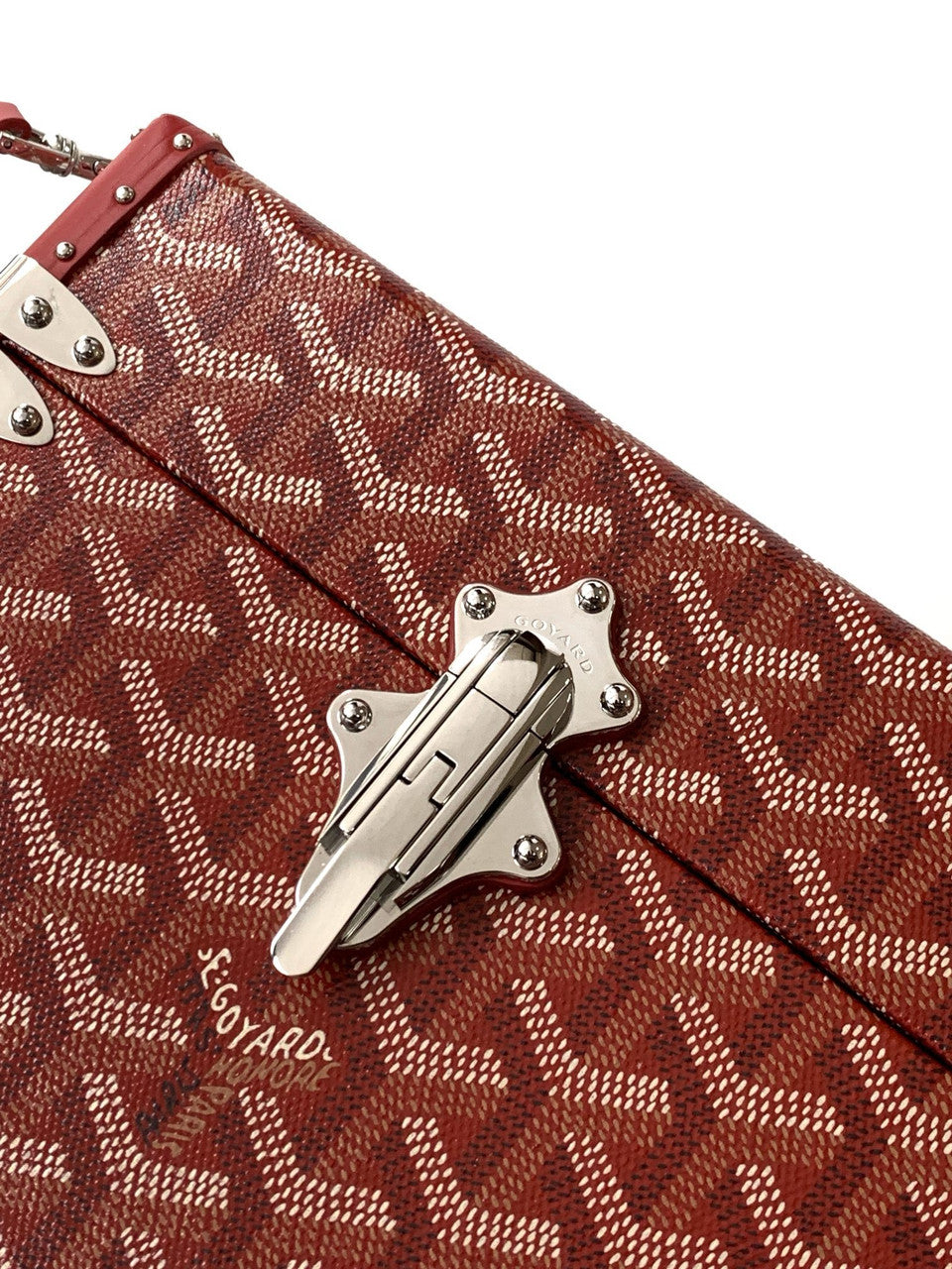 Goyard Goyardine Red Cassette Trunk Clutch/Shoulder Bag Palladium Hardware Goyard