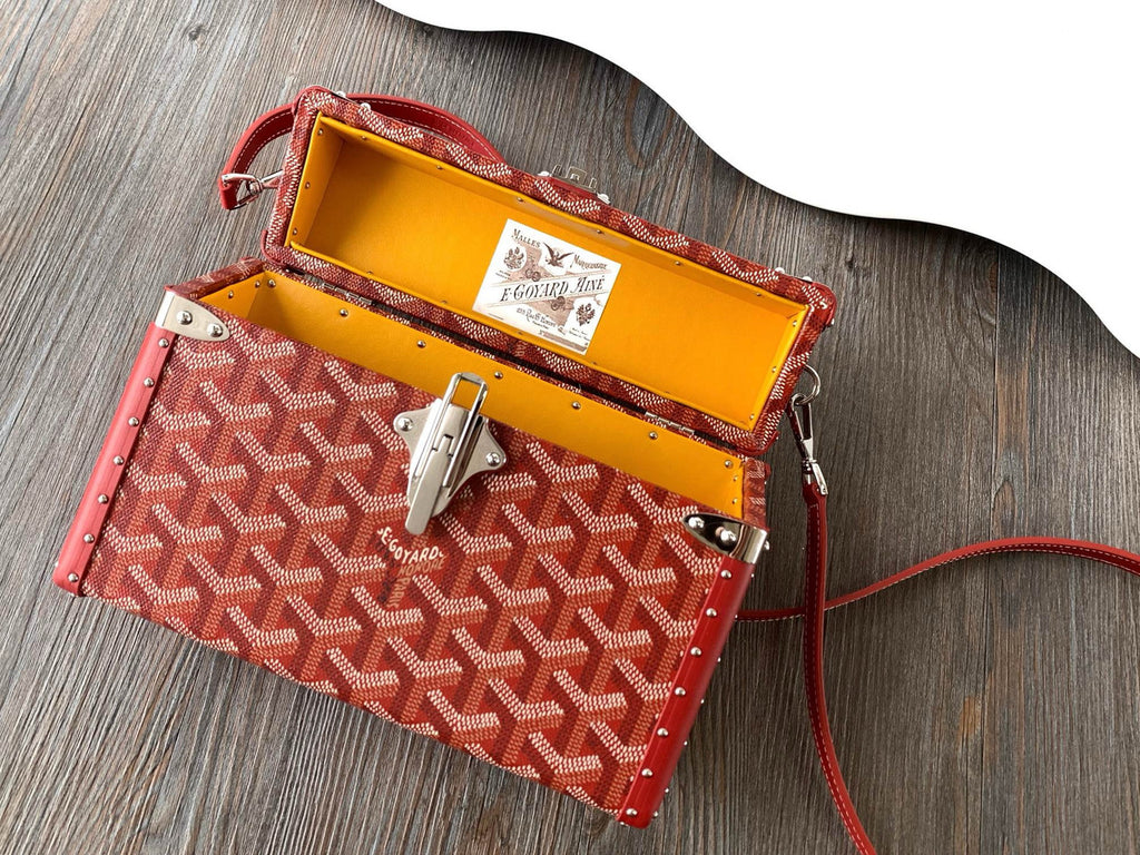 Goyard Goyardine Red Cassette Trunk Clutch/Shoulder Bag Palladium Hardware Goyard