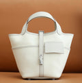 Hermès Picotin Cargo 18 White Swift and Toile Canvas Palladium Hardware