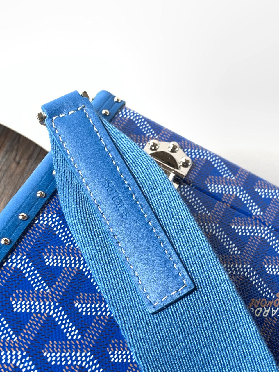 Goyard Goyardine Blue Cassette Trunk Clutch/Shoulder Bag Palladium Hardware Goyard