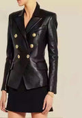 BALMAIN Black Leather Coat