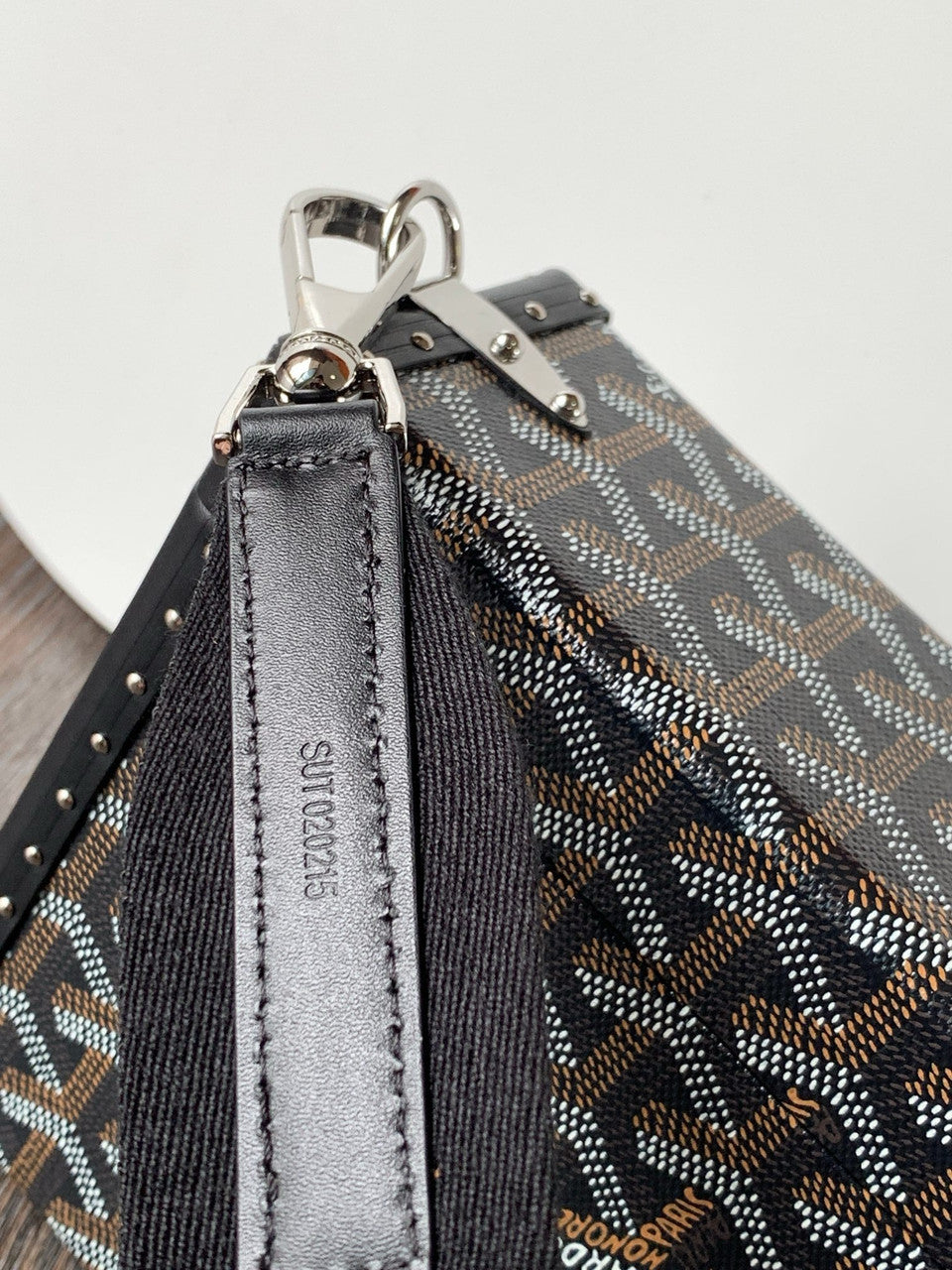 Goyard Goyardine Black Cassette Trunk Clutch/Shoulder Bag Palladium Hardware Goyard