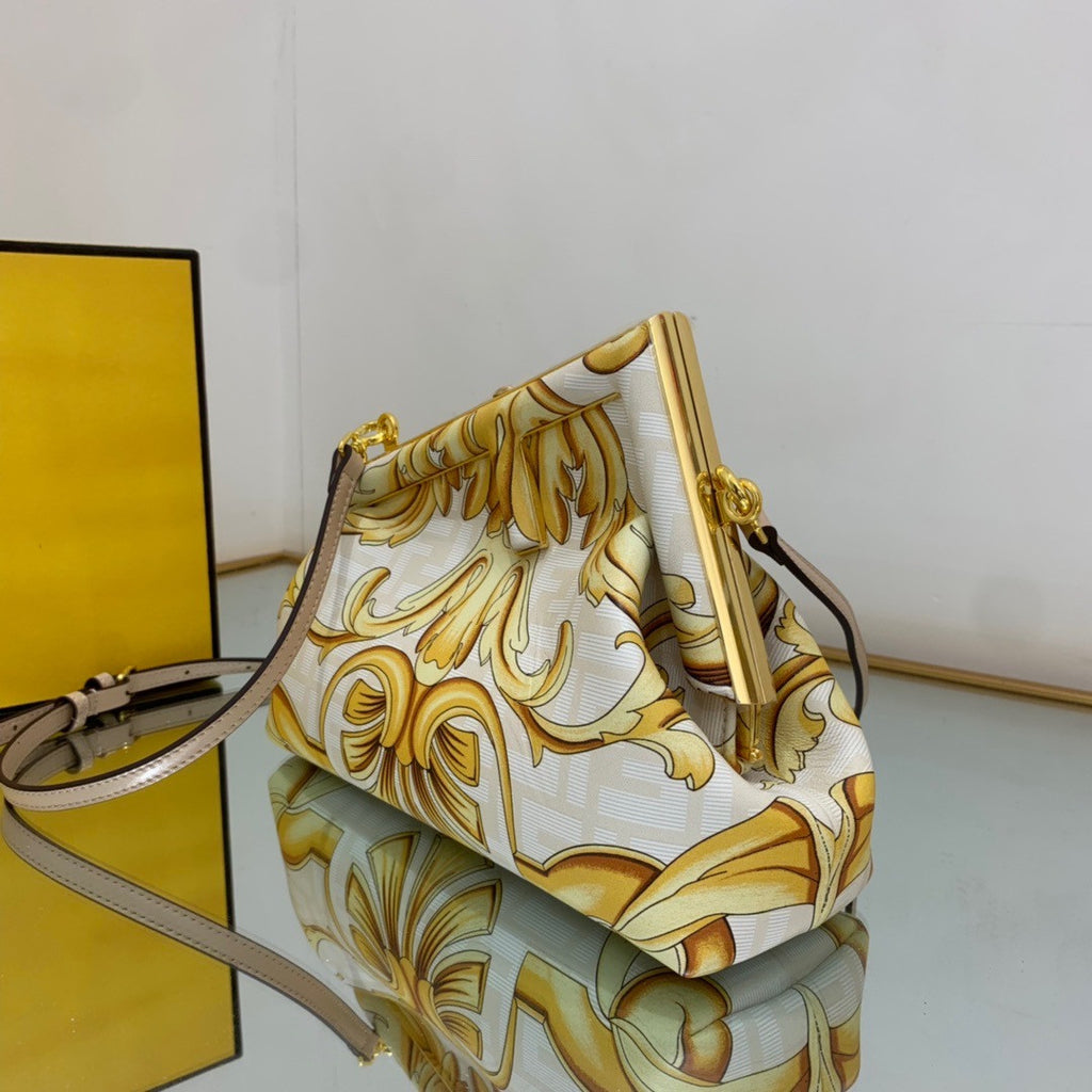 Fendi First Medium Fendace White printed silk bag