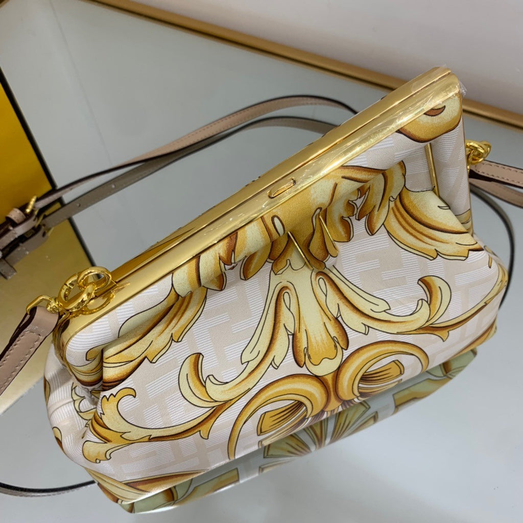 Fendi First Medium Fendace White printed silk bag