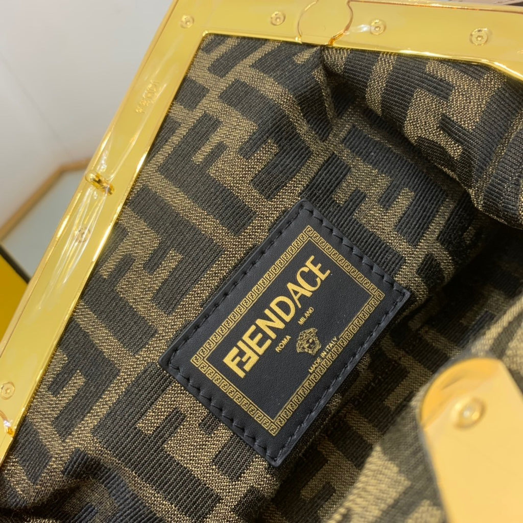 Fendi First Medium Fendace White printed silk bag