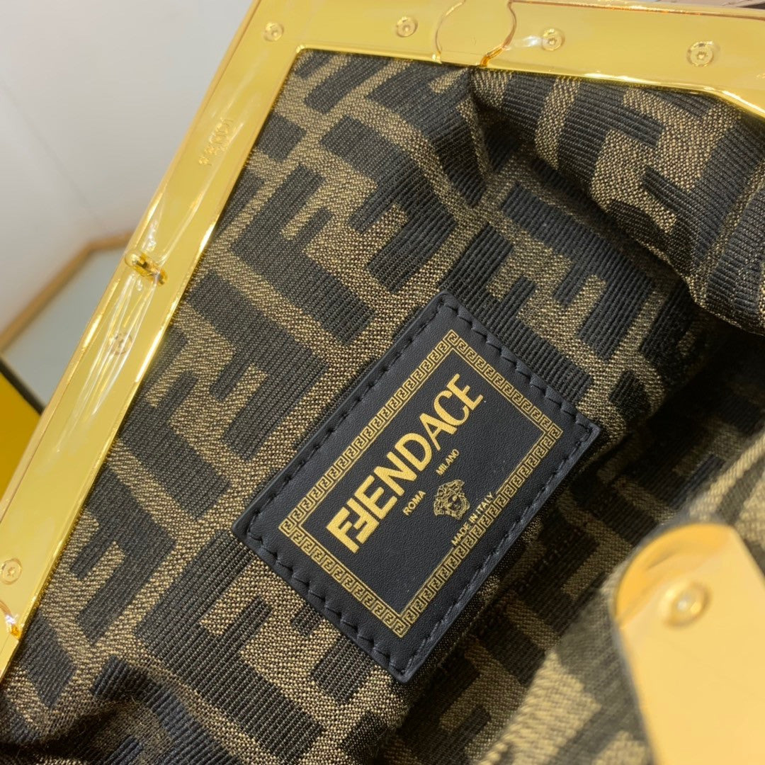 Fendi First Medium Fendace White printed silk bag