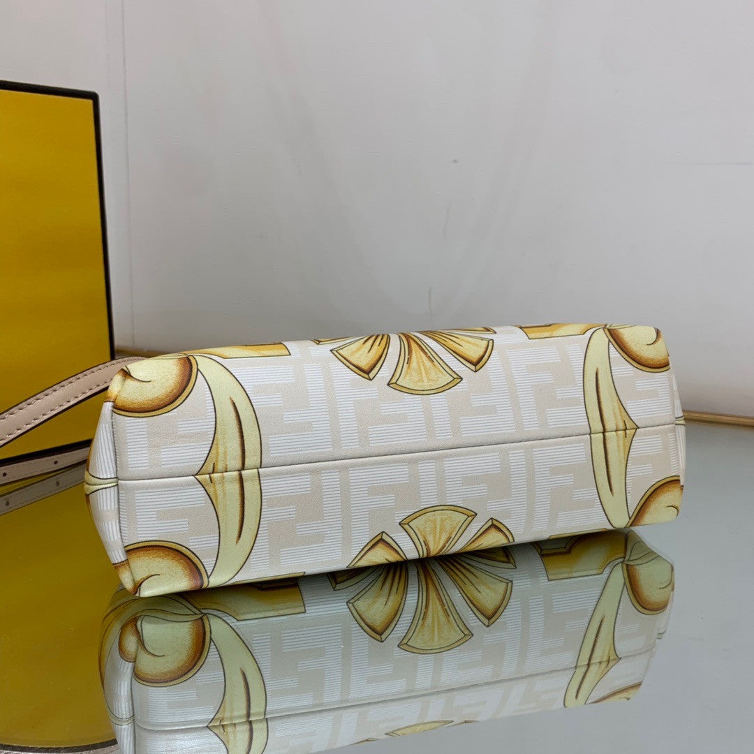 Fendi First Medium Fendace White printed silk bag