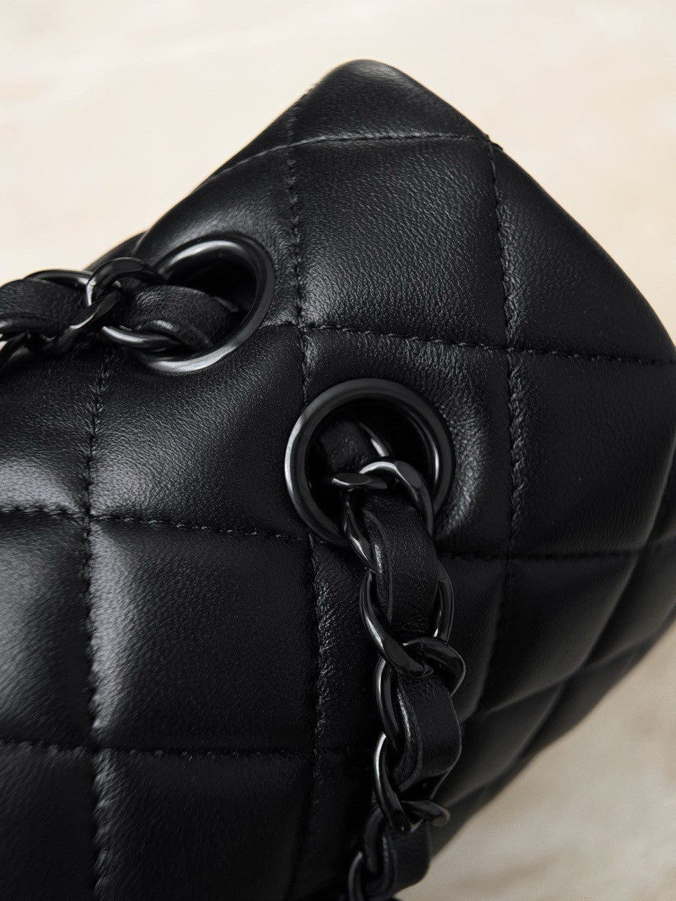 CHANEL So Black Lambskin Leather Classic Double Flap 2.55 Shoulder Bag