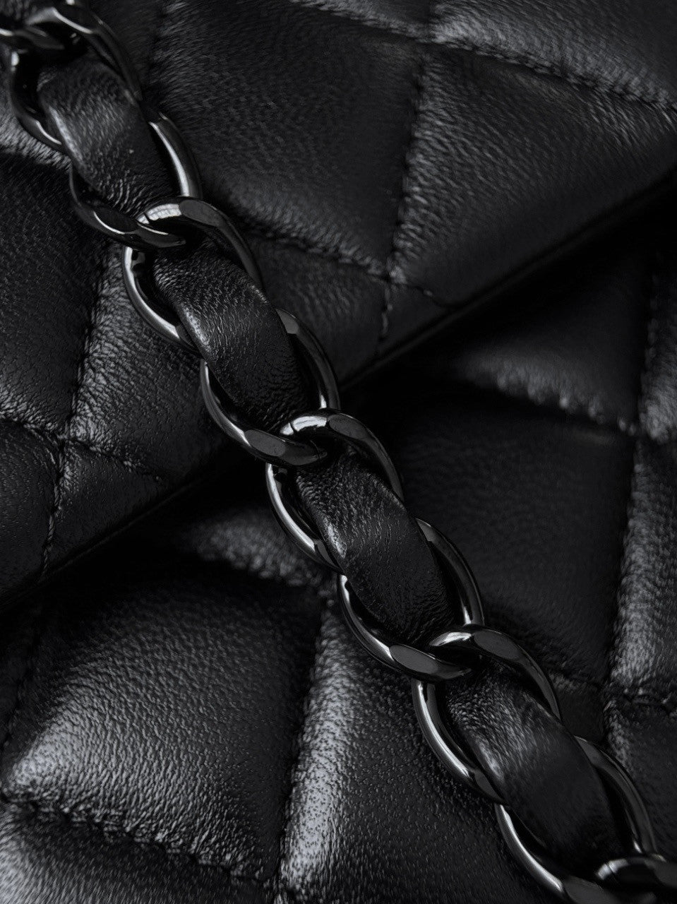 CHANEL So Black Lambskin Leather Classic Double Flap 2.55 Shoulder Bag