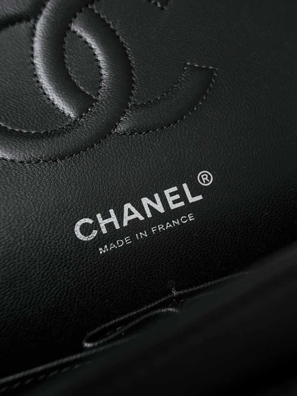 CHANEL So Black Lambskin Leather Classic Double Flap 2.55 Shoulder Bag