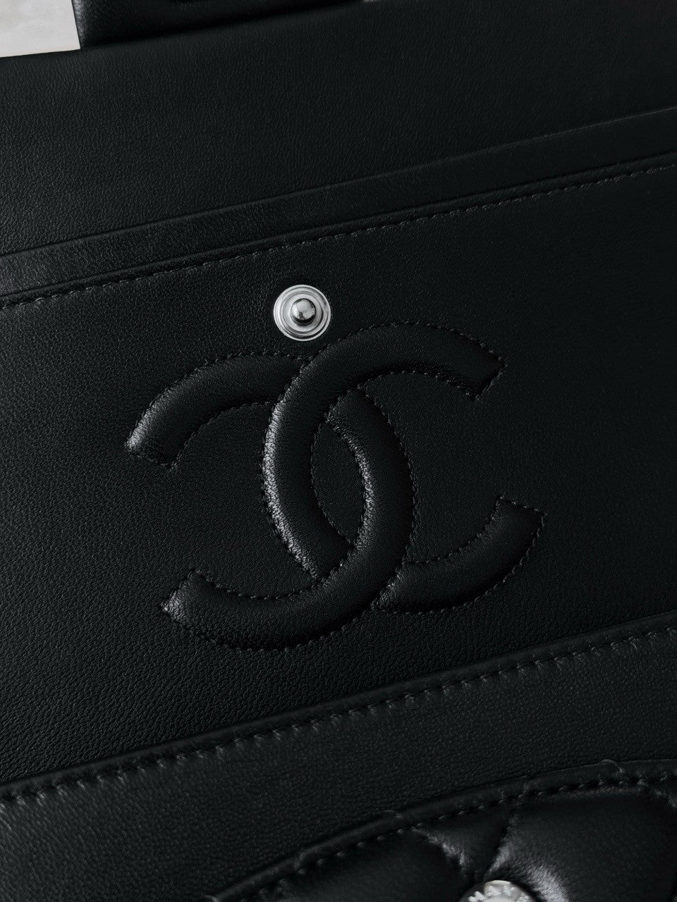 CHANEL So Black Lambskin Leather Classic Double Flap 2.55 Shoulder Bag
