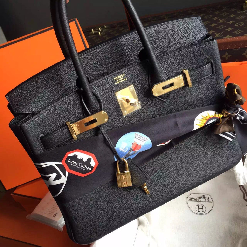 Hermes Black Birkin Bag 30cm Epsom Gold Hardware