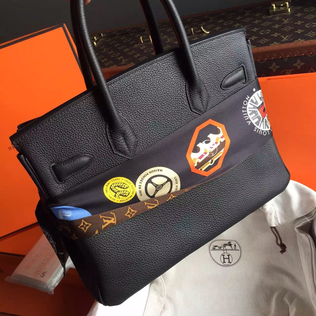 Hermes Black Birkin Bag 30cm Epsom Gold Hardware