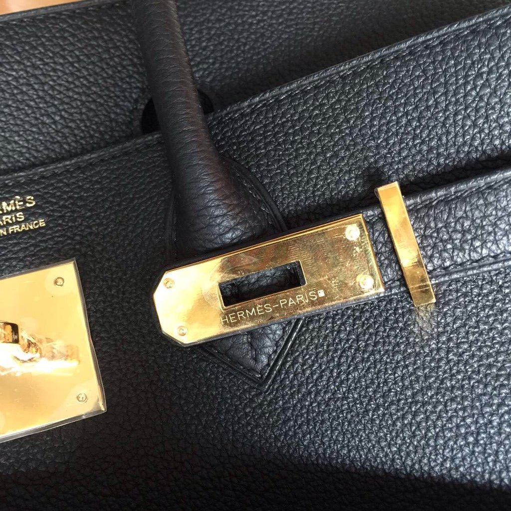Hermes Black Birkin Bag 30cm Epsom Gold Hardware