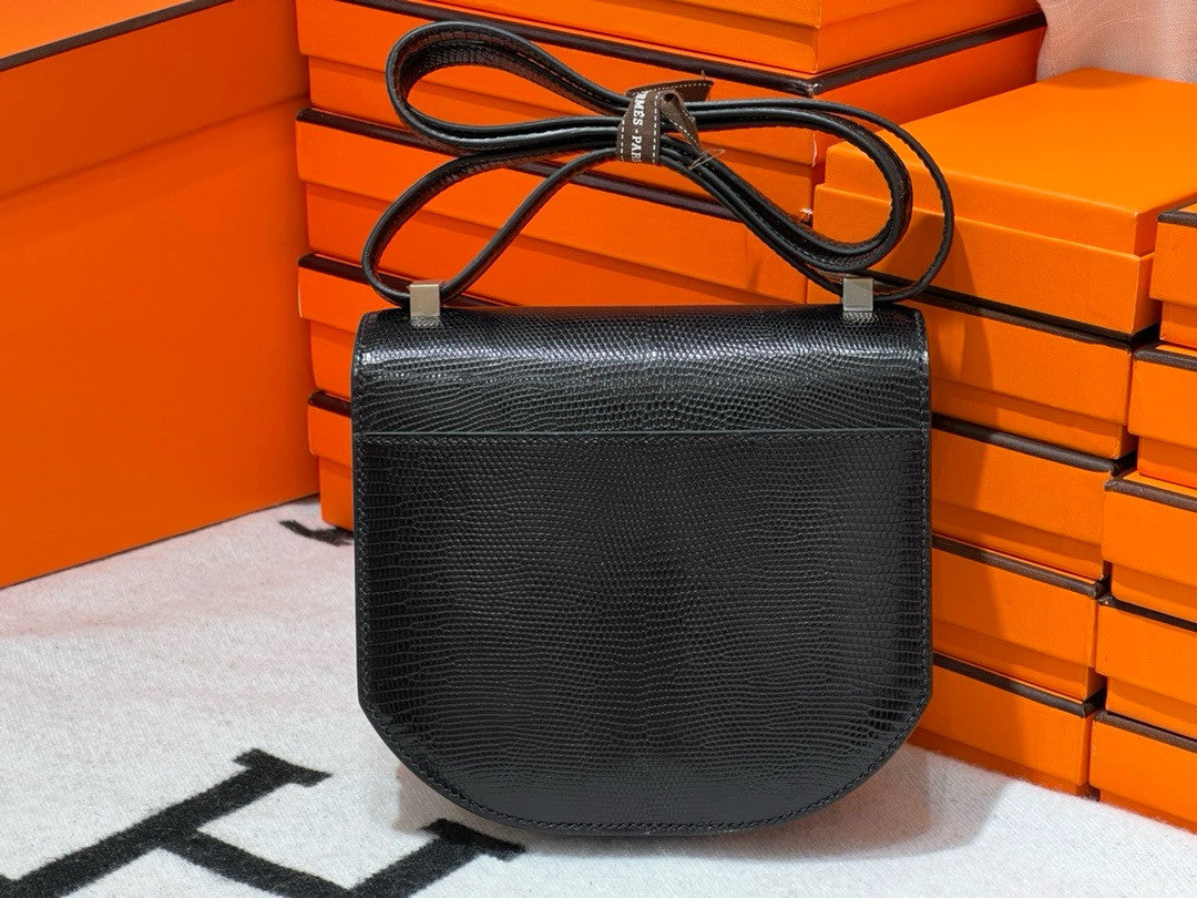 Hermès Ombre Shiny Black Lizard Mosaique Au 24-17 with Palladium Hardware Hermes