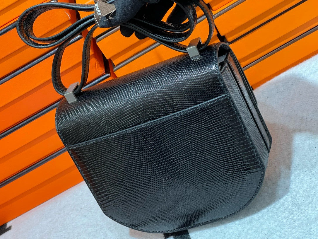Hermès Ombre Shiny Black Lizard Mosaique Au 24-17 with Palladium Hardware Hermes