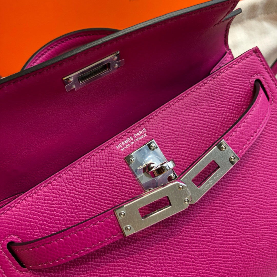Hermes  L3 Rose Purple Mini Kelly II 20 Epsom  Palladium Hardware