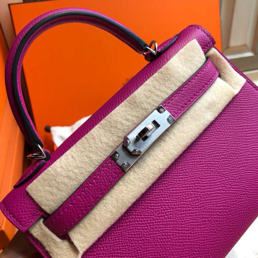 Hermes  L3 Rose Purple Mini Kelly II 20 Epsom  Palladium Hardware