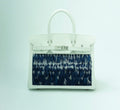 Vintage Hermès Birkin 30 White Epsom with Custom Feather Panel & Palladium Hardware