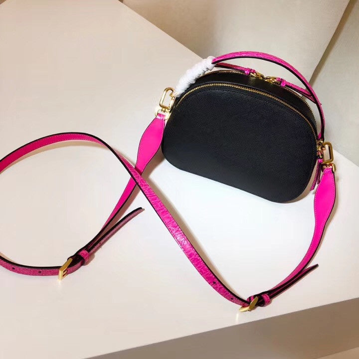 Prada Odette Saffiano leather bag Black/Pink