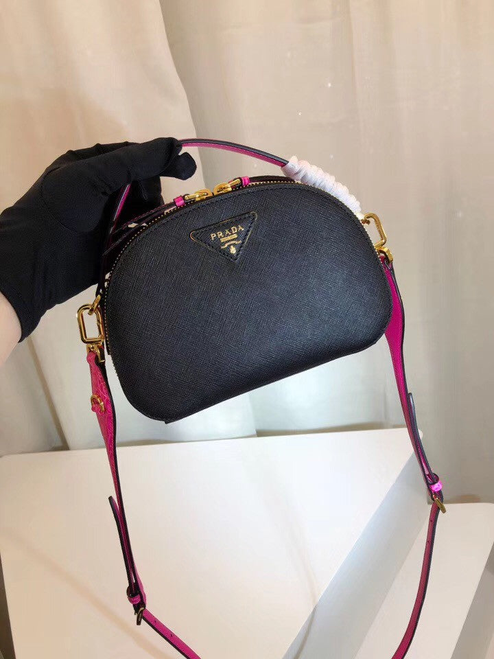Prada Odette Saffiano leather bag Black/Pink