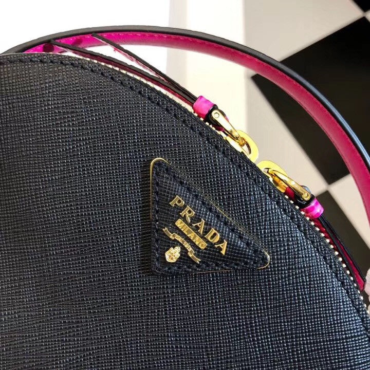 Prada Odette Saffiano leather bag Black/Pink