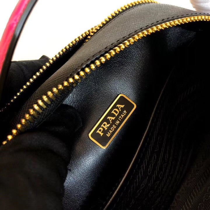 Prada Odette Saffiano leather bag Black/Pink