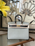 Hermès Shinny Black/Grey Alligator Birkin  25cm Gold Hardware
