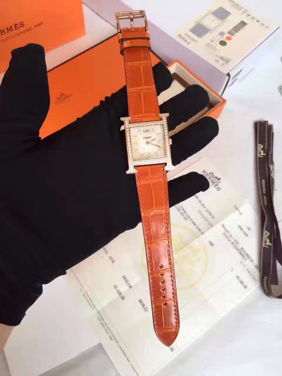 Hermes H Hour Watch with gemstone