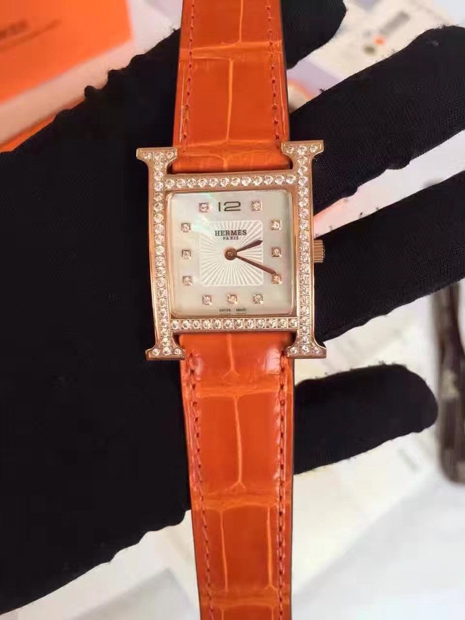 Hermes H Hour Watch with gemstone