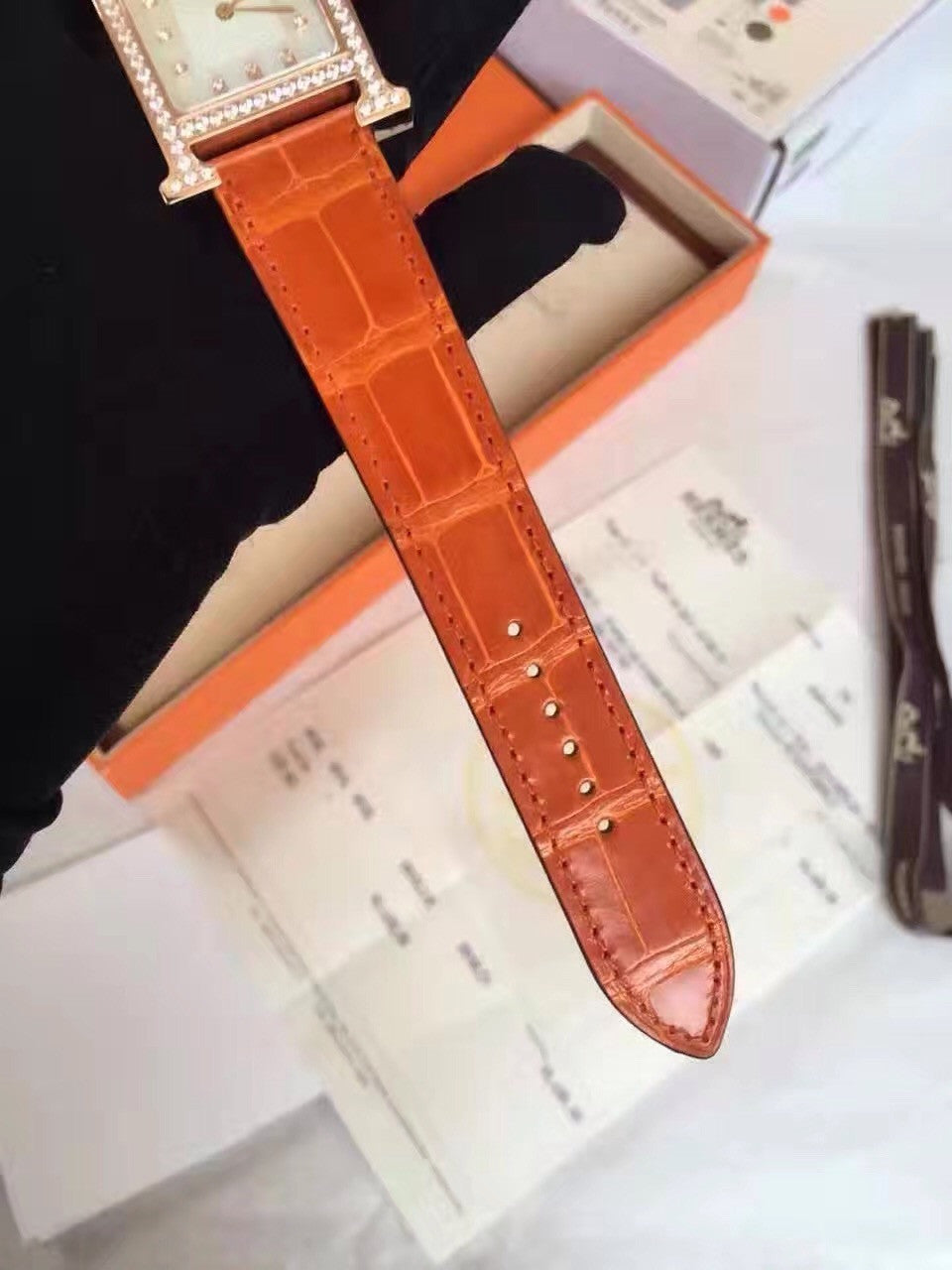 Hermes H Hour Watch with gemstone