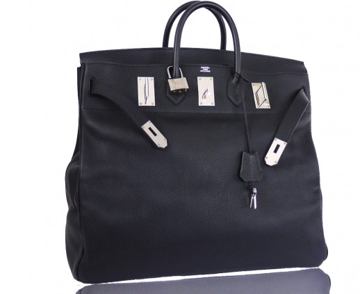 Hermes Black Taurillon Clemence 50cm Hac Birkin Bag 50