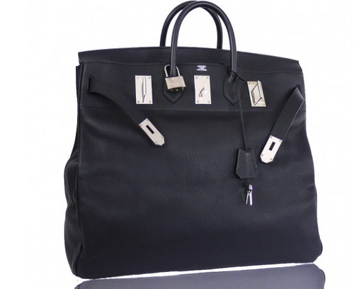 Hermes Black Taurillon Clemence 50cm Hac Birkin Bag 50