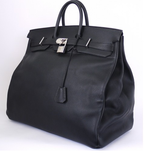 Hermes Black Taurillon Clemence 50cm Hac Birkin Bag 50