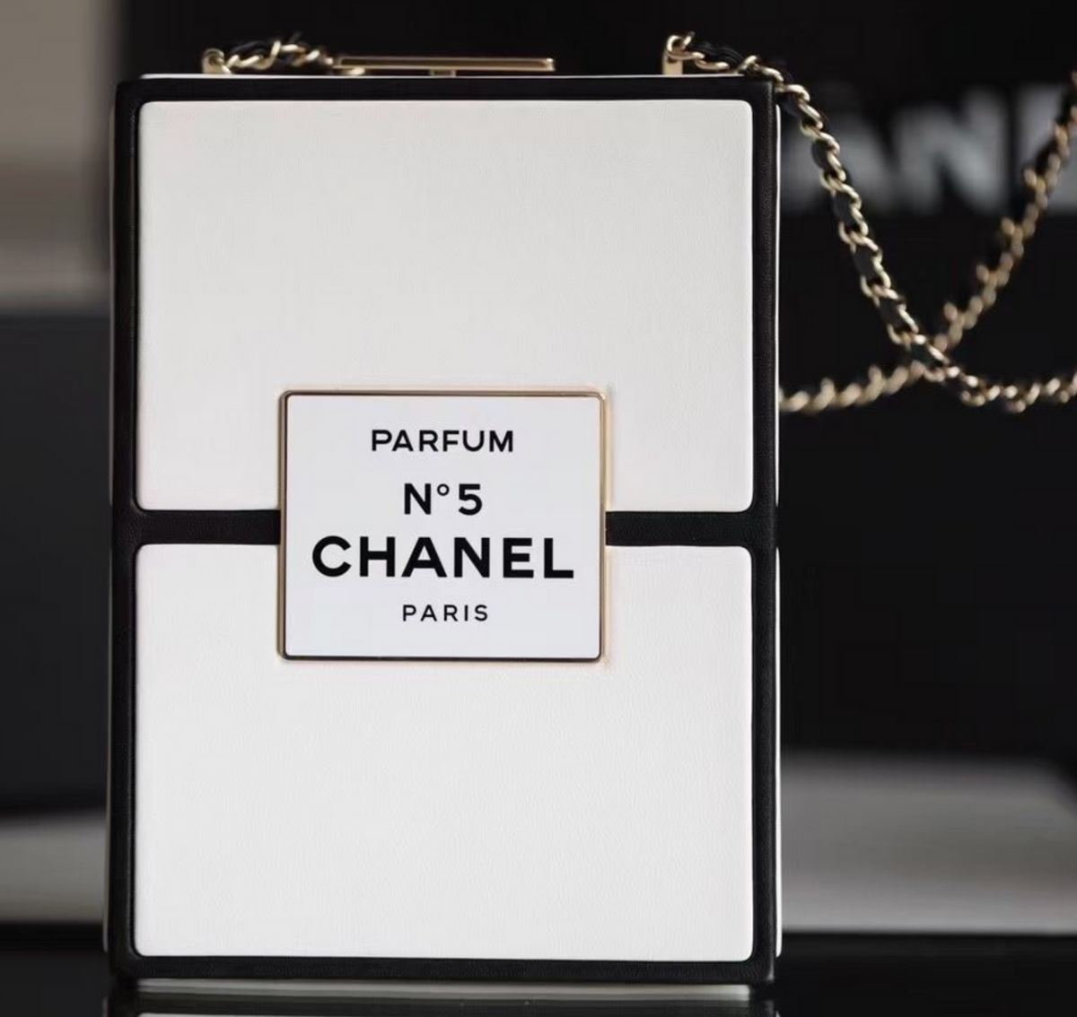 Chanel Limited Edition Parfum No.5 EVENING BAG Lambskin White & Black