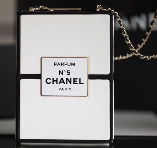 Chanel Limited Edition Parfum No.5 EVENING BAG Lambskin White & Black