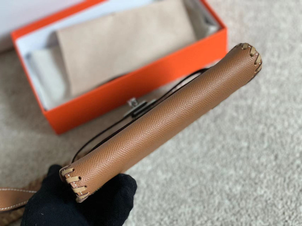 Hermes Gold Kelly To Go Tressage wallet With Palladium Hardware