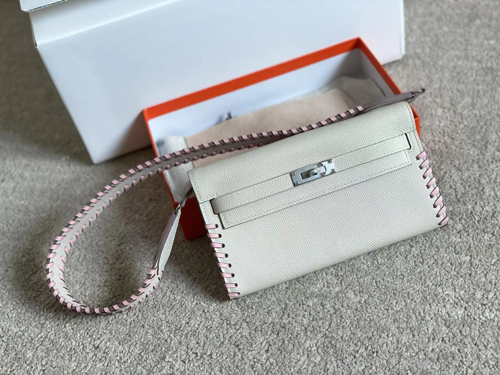 Hermes Craie Kelly To Go Tressage wallet With Palladium Hardware
