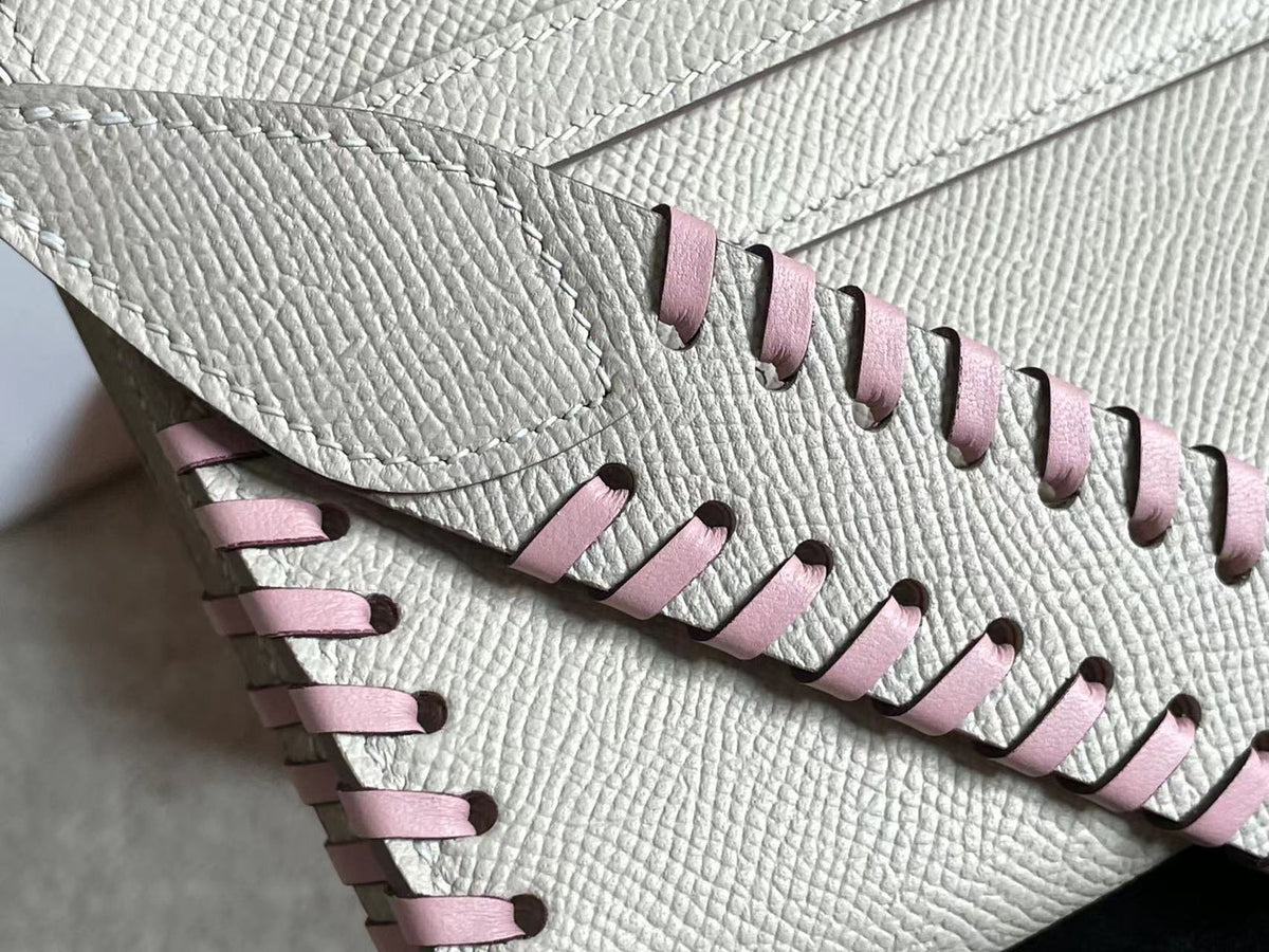 Hermes Craie Kelly To Go Tressage wallet With Palladium Hardware