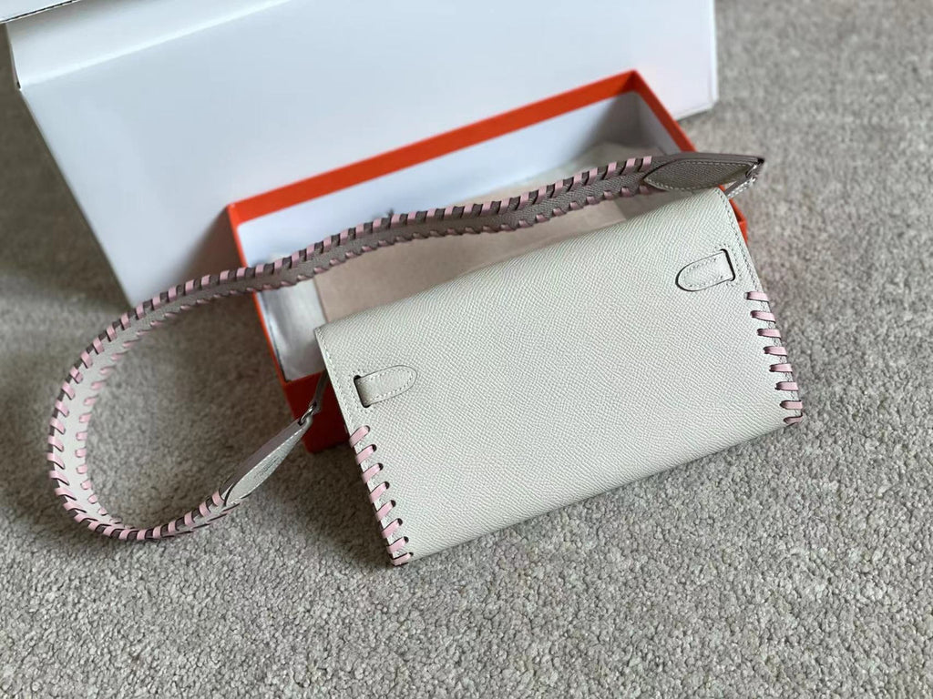 Hermes Craie Kelly To Go Tressage wallet With Palladium Hardware