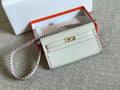 Hermes Craie Kelly To Go Tressage wallet With Gold Hardware