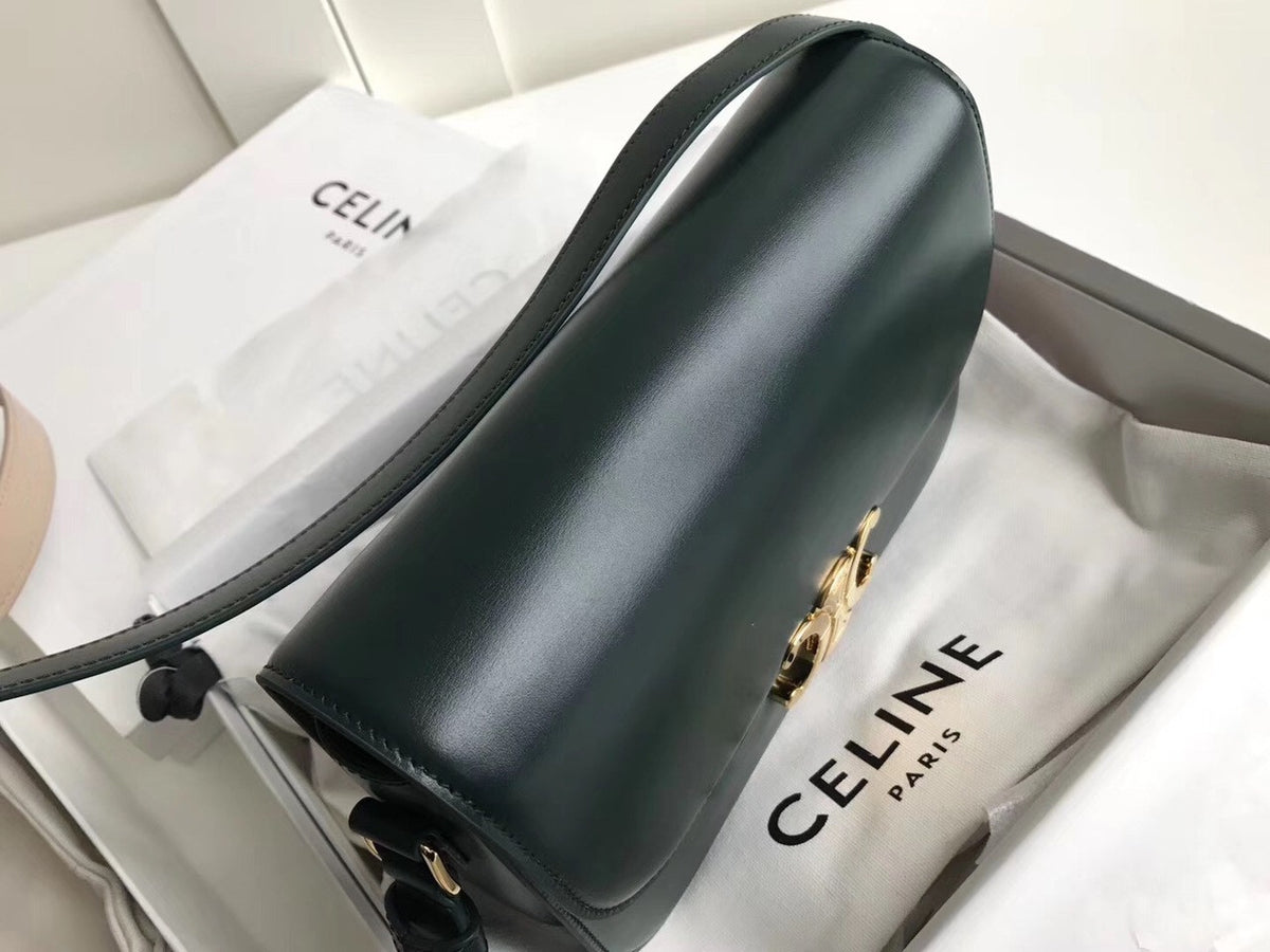 Celine MEDIUM TRIOMPHE BAG IN SHINY CALFSKIN GREEN