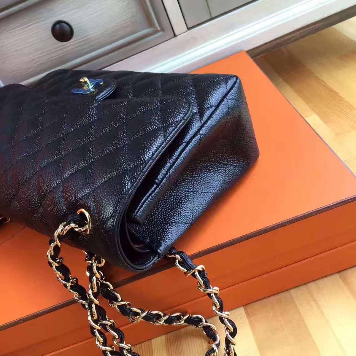 Chanel LARGE CLASSIC HANDBAG Black Calfskin