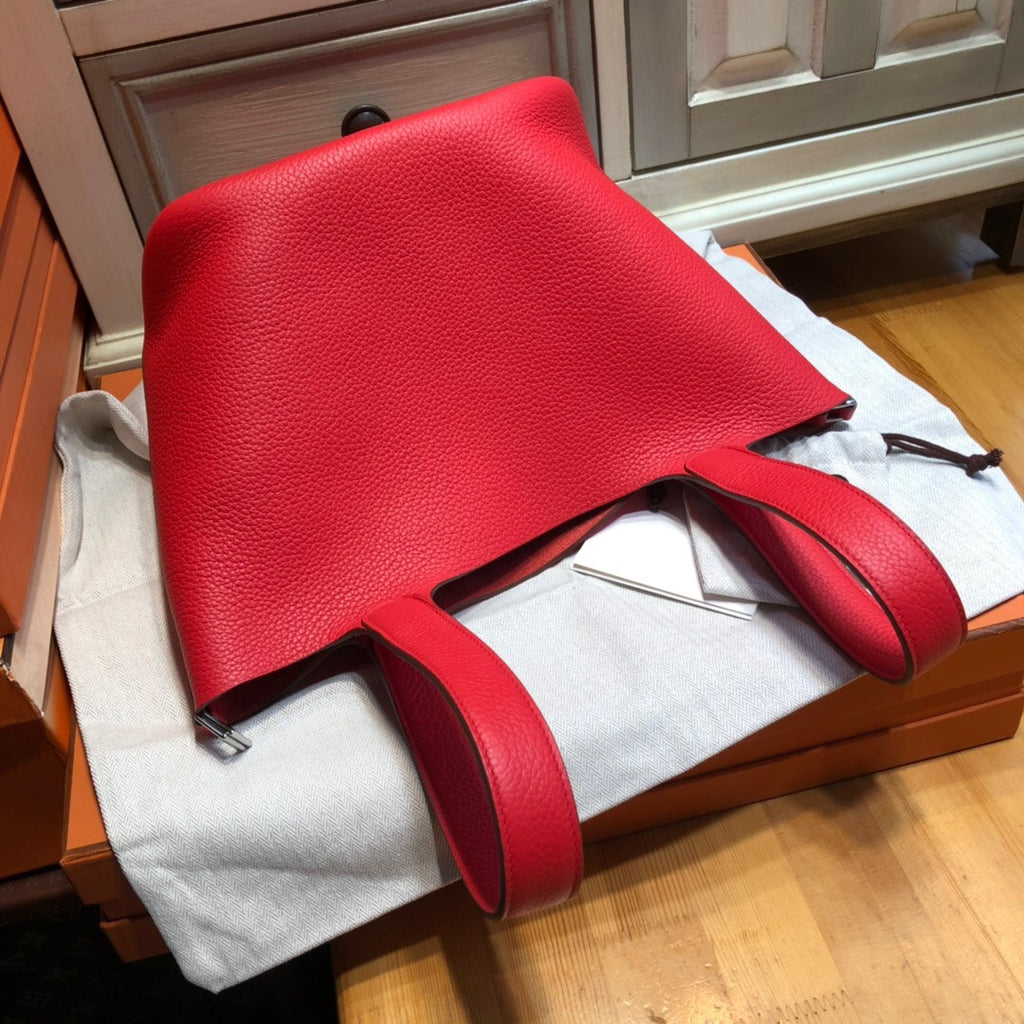 Hermes S5 Rouge Tomate Picotin Lock MM Togo Leather Bag
