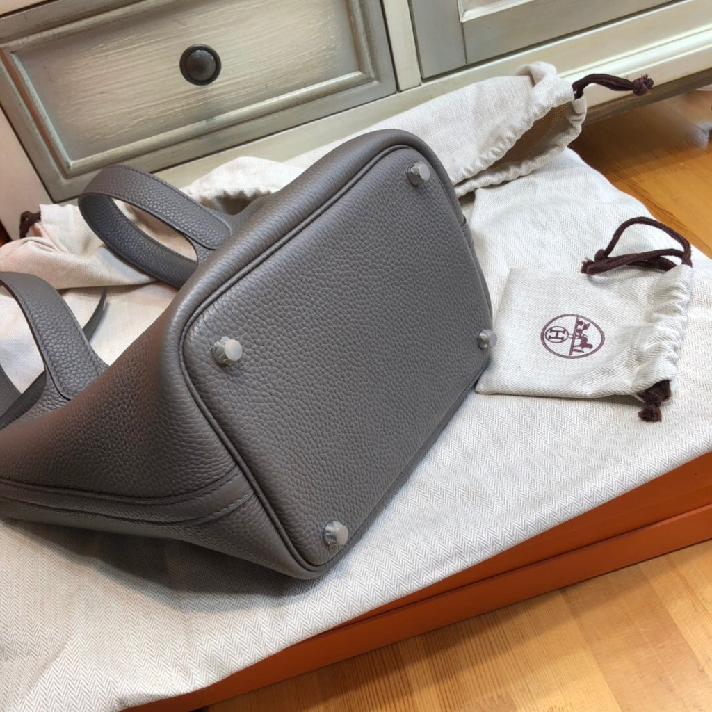 Hermes 8F Etain  Picotin Lock 18 Togo Leather Bag