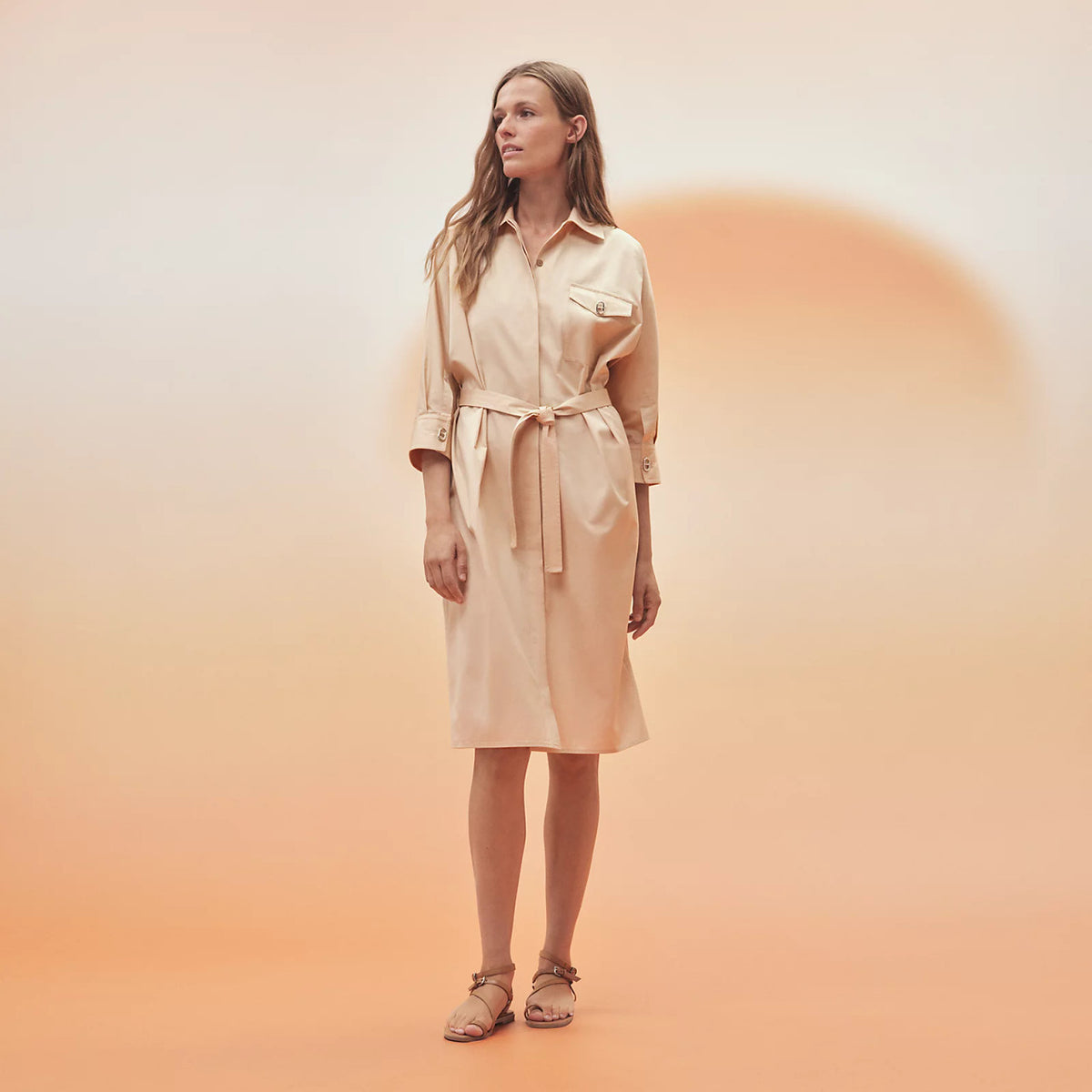 Hermes Belted dress SS2023 Beige Palomino