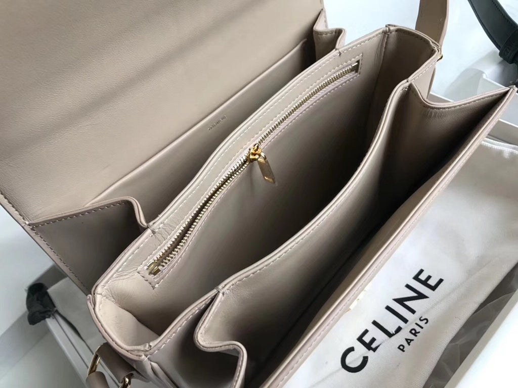 Celine MEDIUM TRIOMPHE BAG IN SHINY CALFSKIN NUDE