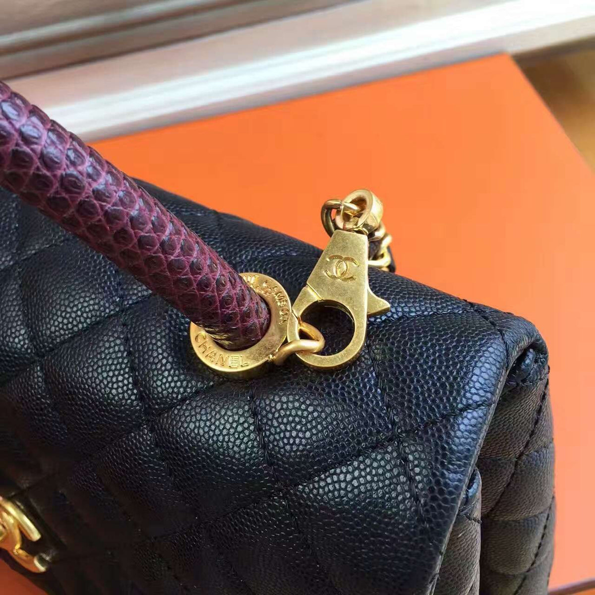 Chanel Coco Handle Bag with Lizard Handle Style Code A92992